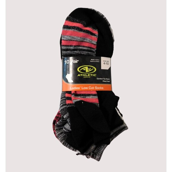 Athletic Works Accessories - Athletic Works Ladies Low Cut Socks 10 Pair Shoe Size 4-10 No Show Assortment